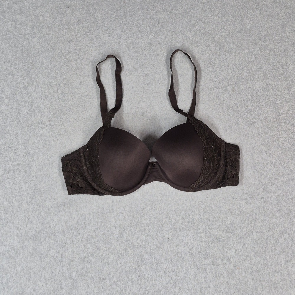 Savage X Fenty Women Bra 36C Brown T Shirt Underwired Lace Strap